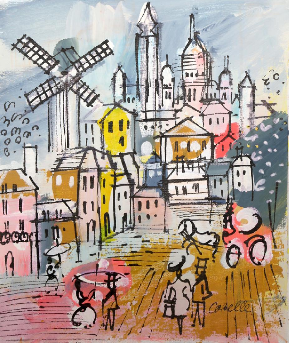 Charles Cobelle, Sacre Coeur with Moulin, Acrylic: Artist: Charles Cobelle, French (1902 - 1994) Title: Sacre Coeur with Moulin Year: Circa 1960 Medium: Acrylic on Canvas, signed lower right Size: 10 x 8 in. (25.4 x 20.32 cm)