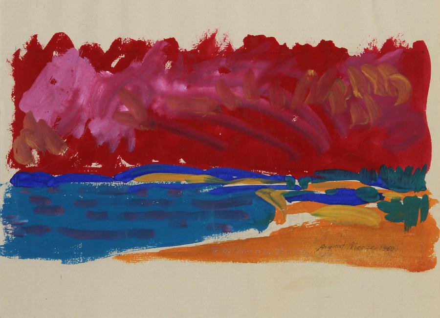 August Mosca, Seascape, Watercolor and Gouache Painting: Artist: August Mosca, Italian (1905 - 2003) Title: Seascape Year: 1960 Medium: Watercolor and Gouache on Paper, signed and dated l.r. Size: 9 in. x 11 in. (22.86 cm x 27.94 cm)