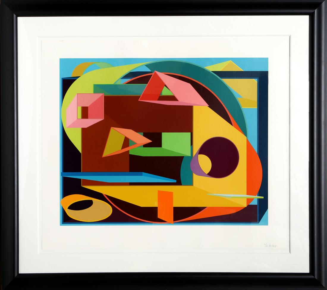 Al Held, Scholes II, Silkscreen: Artist: Al Held, American (1928 - 2005) Title: Scholes II Year: 1991 Medium: Silkscreen, signed and numbered in pencil Edition: 80 Image Size: 23 x 29 inches Size: 29 x 34 in. (73.66 x 86.36 cm) Frame