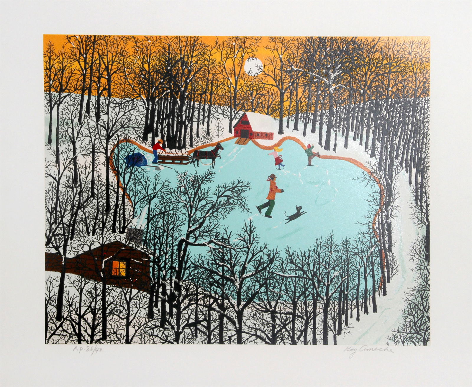 Kay Ameche, Walden Pond in Winter, Serigraph (1 of 2)