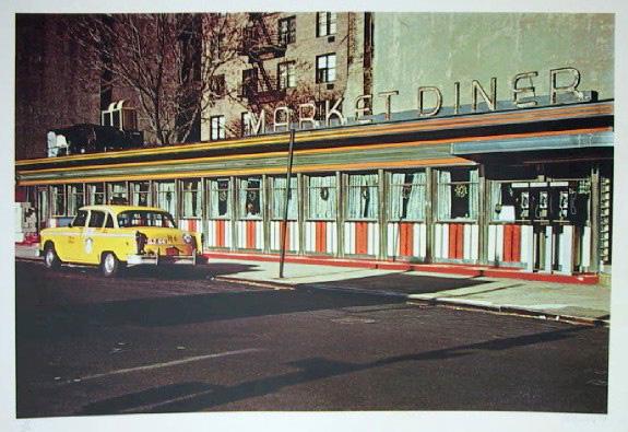 John Baeder, Market Diner, Serigraph on Somerset: Artist: John Baeder, American (1938 - ) Title: Market Diner Portfolio: City Scapes Year: 1981 Medium: Serigraph on Somerset, signed and numbered in pencil Edition: 250, 30 APs Size: 22 x 30 in. (55.88