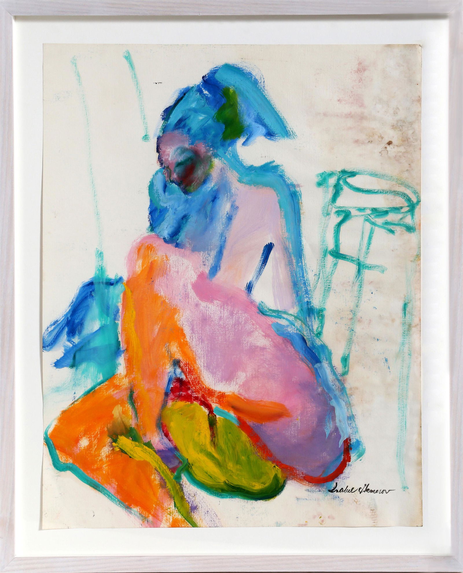 Isabel Gamerov, Untitled - Seated Nude, Gouache Drawing: Artist: Isabel Gamerov, American (1943 - ) Title: Untitled - Seated Nude Year: circa 2000 Medium: Gouache on Paper, signed l.r. Size: 23.5 x 18.5 in. (59.69 x 46.99 cm) Frame Size: 28 x 23 inches