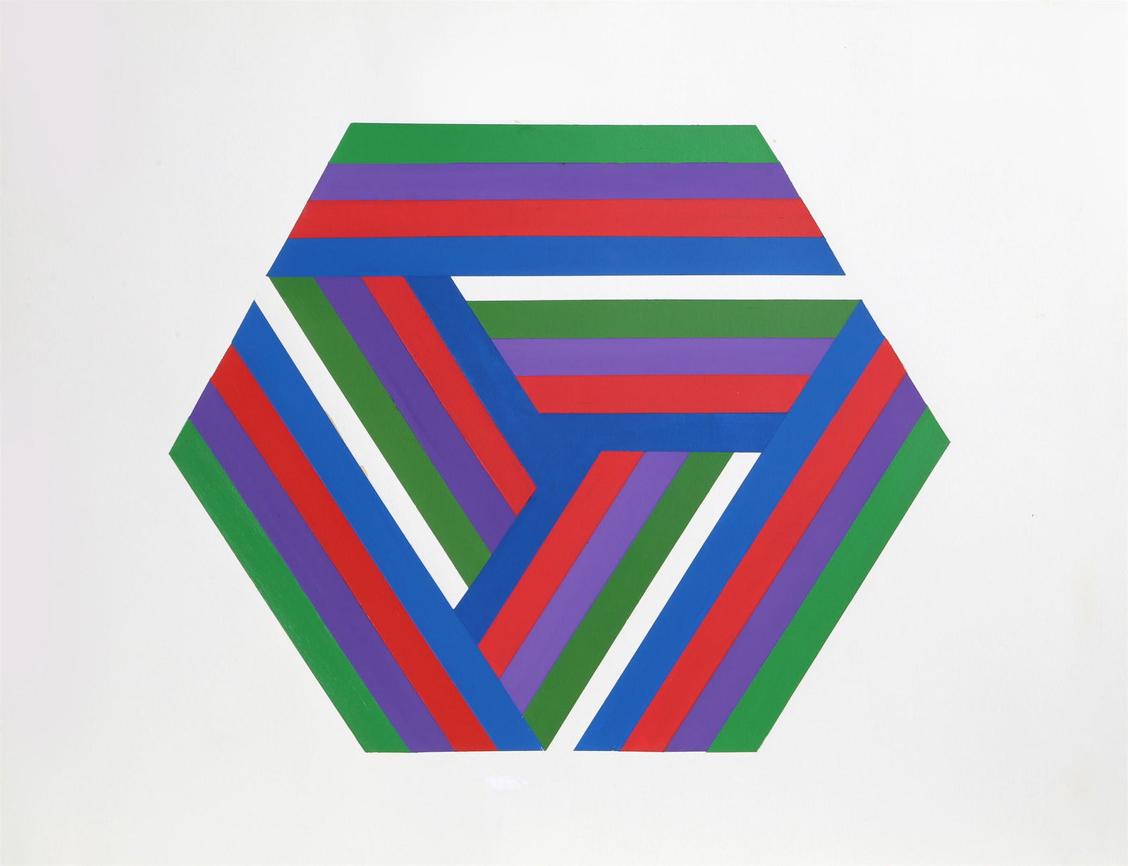 Jules Engel, Striped Hexagon, Acrylic on Paper: Artist: Jules Engel, American (1909 - 2003) Title: Striped Hexagon Year: 1970 Medium: Acrylic on Paper Size: 12 in. x 18 in. (30.48 cm x 45.72 cm)