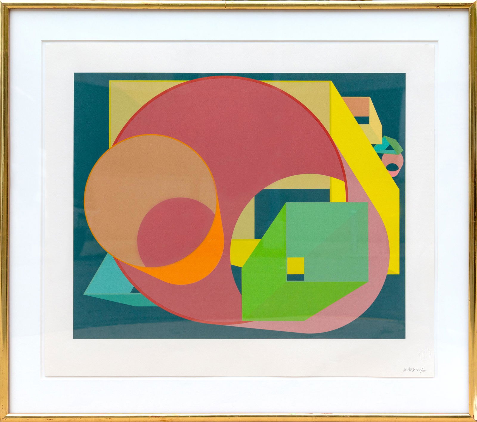 Al Held, Scholes I, Silkscreen: Artist: Al Held, American (1928 - 2005) Title: Scholes I Year: 1991 Medium: Silkscreen, signed and numbered in pencil Edition: 58/80 Image Size: 23 x 29 inches Size: 29 x 34 x 42 in. (73.66 x 86.36 x