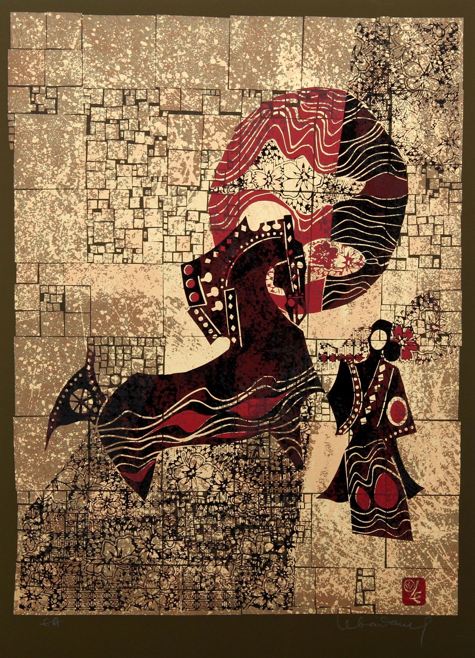 Lebadang (aka Hoi), Horse and Woman, Silkscreen (1 of 1)