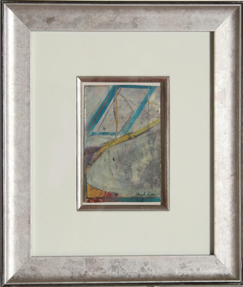 Frank Roth, Untitled II, Abstract Oil Painting: Artist: Frank Roth, American (1936 - ) Title: Untitled II Year: 1960 Medium: Oil on Paper, Signed Size: 6.25 in. x 4 in. (15.88 cm x 10.16 cm) Frame Size: 15 x 12.5 inches