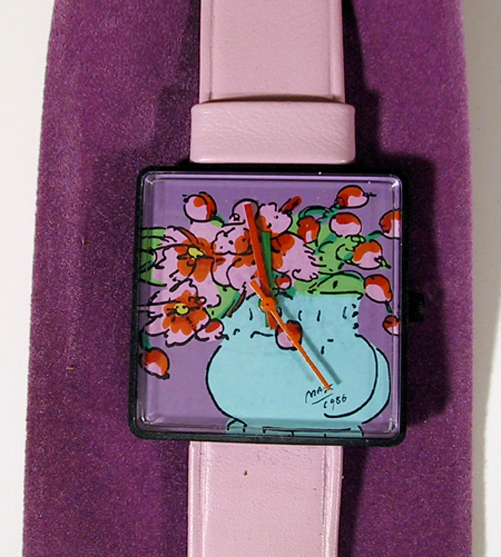 Peter Max, Watch - Blue Vase with Flowers, Wristwatch (1 of 1)