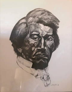 Walter Sanford, Frederick Douglass, Woodcut: Artist: Walter Sanford, American (1912 - 1987) Title: Frederick Douglass Year: circa 1960 Medium: Woodcut, signed and numbered in pencil Edition: 1/16 Size: 27 x 22.5 in. (68.58 x 57.15 cm)