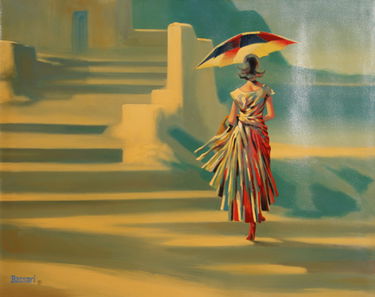 For Auction Bassari Woman With Umbrella Oil Painting 205 On