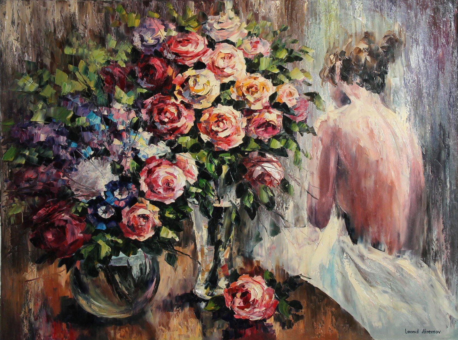 Leonid Afremov, Morning, Oil Painting: Artist: Leonid Afremov, Russian/Israeli (1955 - 2019) Title: Morning Year: 2001 Medium: Oil on Canvas, signed l.r. Size: 36 in. x 48 in. (91.44 cm x 121.92 cm)