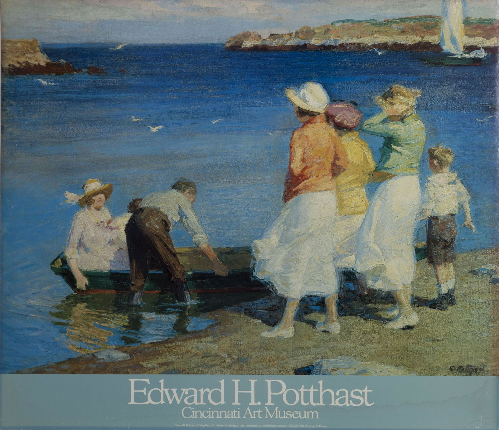 Edward Henry Potthast, A Sailing Party, Poster on board: Artist: Edward Henry Potthast, American (1857 - 1927) Title: A Sailing Party Year: 1987 Medium: Poster on board Size: 25 x 29 in. (63.5 x 73.66 cm)