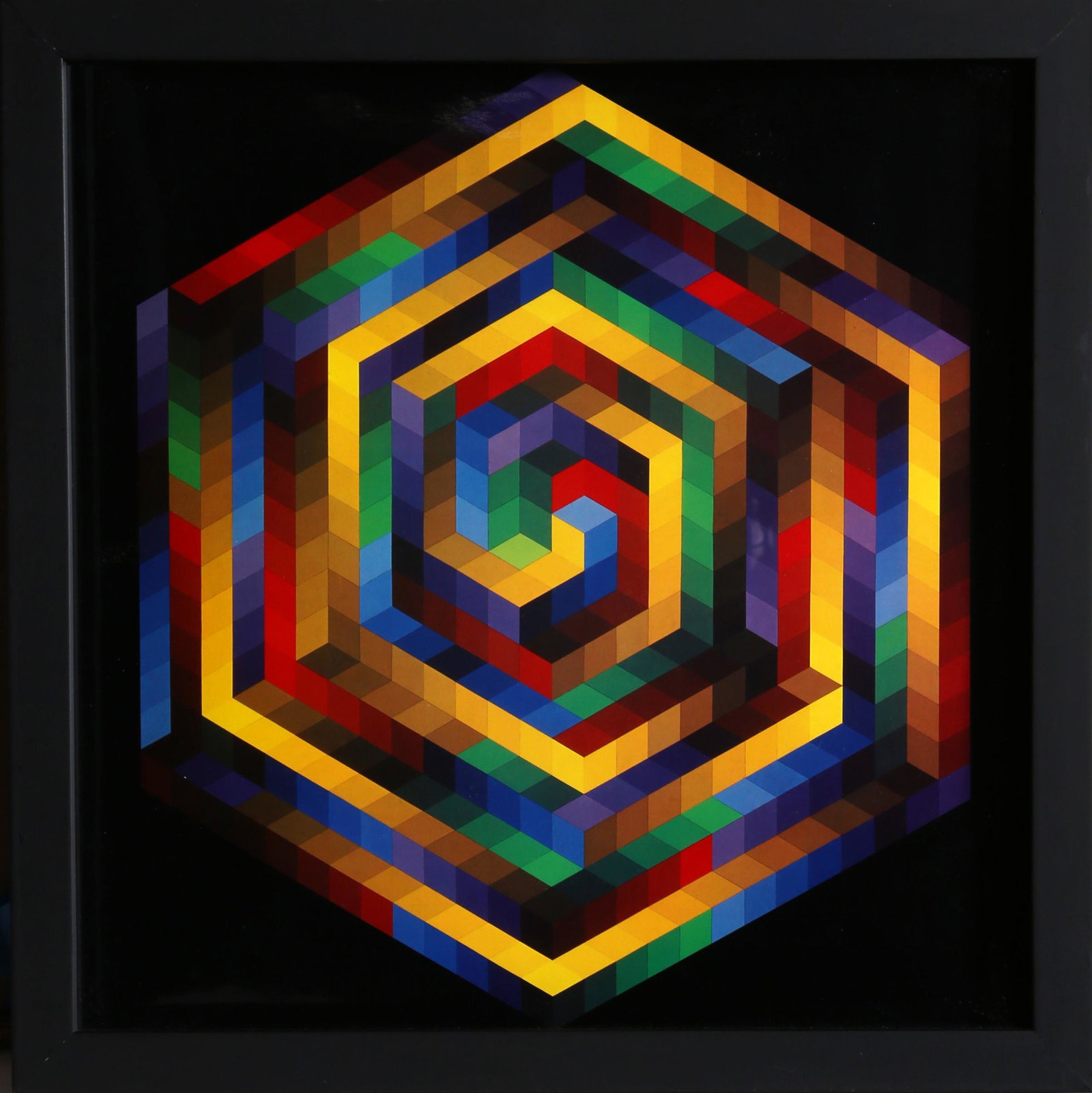 Victor Vasarely, untitled 7 from Progressions, Print on: Artist: Victor Vasarely, Hungarian (1908 - 1997) Title: untitled 7 from Progressions Year: 1973 Medium: Print on Glossy stock Image Size: 14.5 x 14.5 inches Frame Size: 17.5 x 17.5 inches
