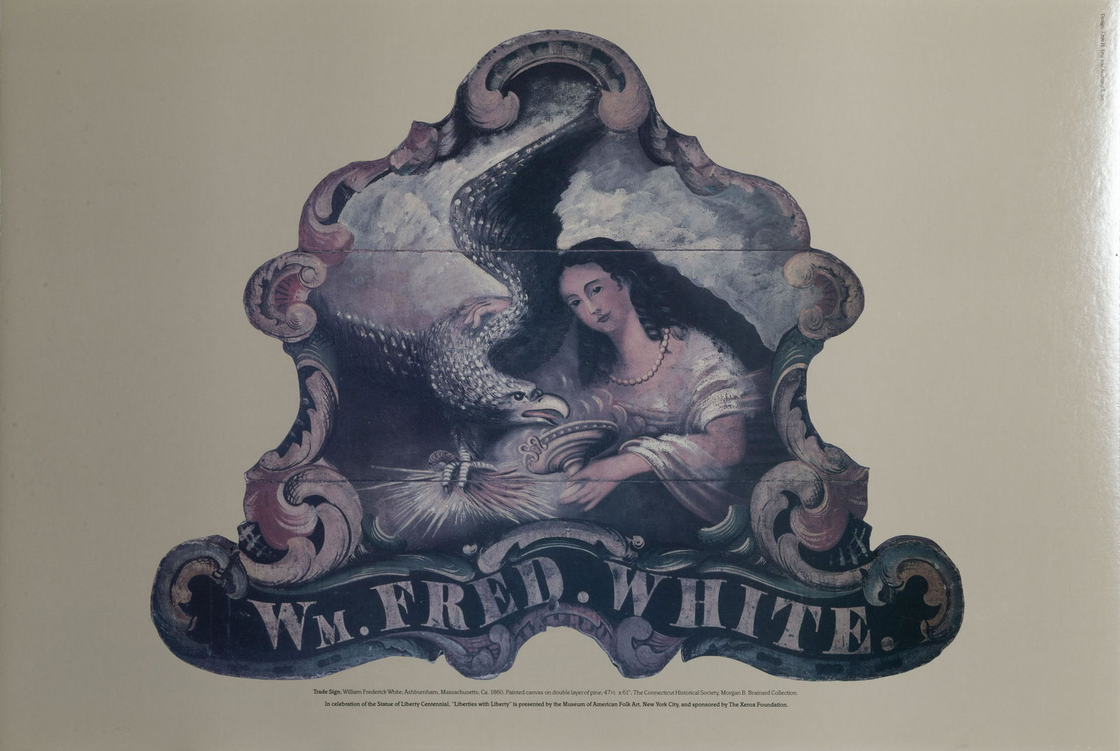 William Frederick White, Woman with Eagle - Trade Sign,: Artist: William Frederick White Title: Woman with Eagle - Trade Sign Medium: Poster on board Size: 24 x 36 in. (60.96 x 91.44 cm)