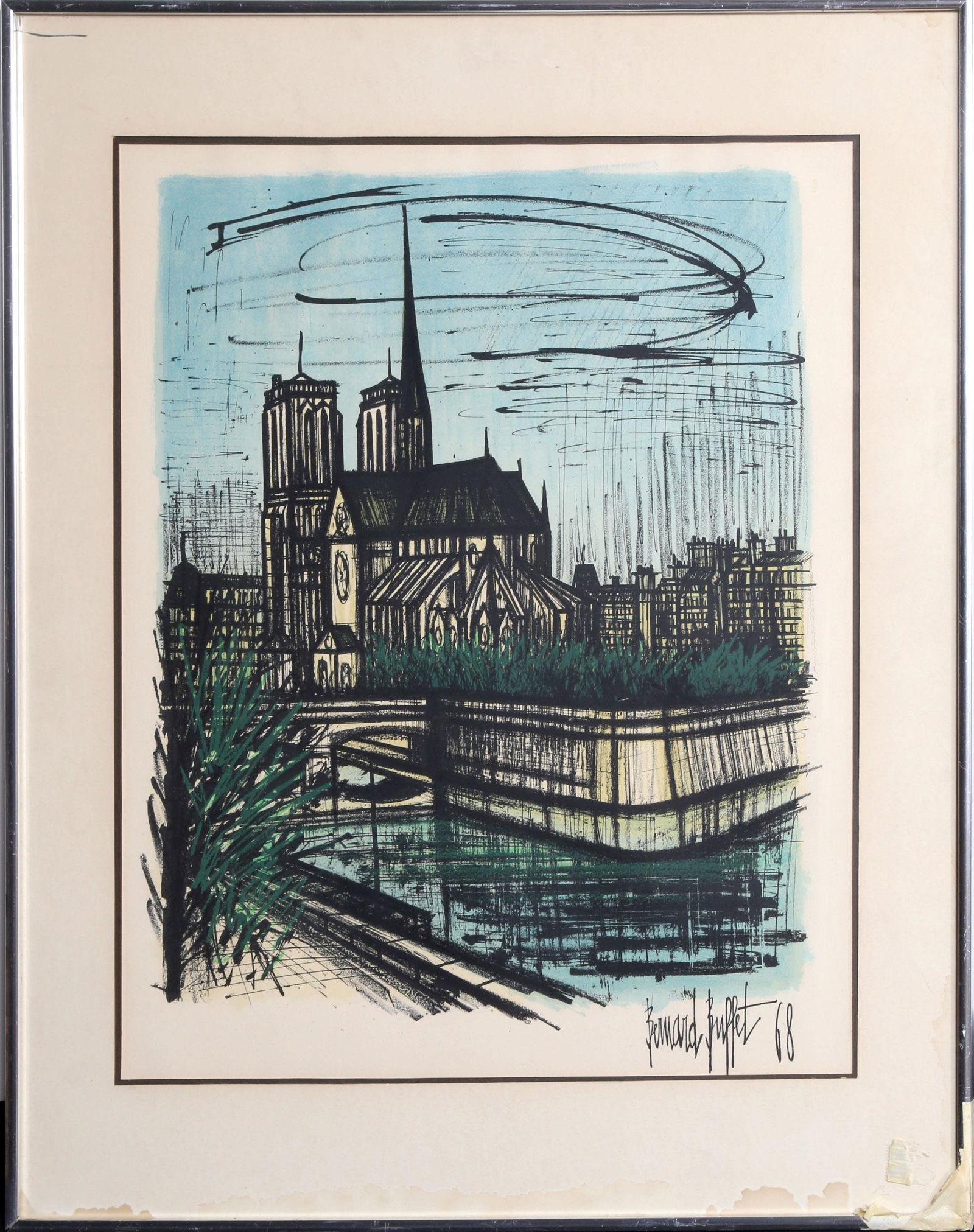 Bernard Buffet, Notre Dame, Lithograph: Artist: Bernard Buffet, French (1928 - 1999) Title: Notre Dame Year: 1968 Medium: Lithograph, signed in the plate Size: 23 in. x 19 in. (58.42 cm x 48.26 cm)