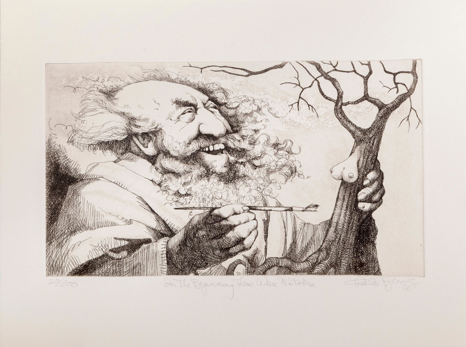 Charles Bragg, In the Beginning There Were Mistakes,: Artist: Charles Bragg, American (1931 - 2017) Title: In the Beginning There Were Mistakes Year: circa 1970 Medium: Etching, signed, numbered, and titled in pencil Edition: 300 Image Size: 7 x 12 inche