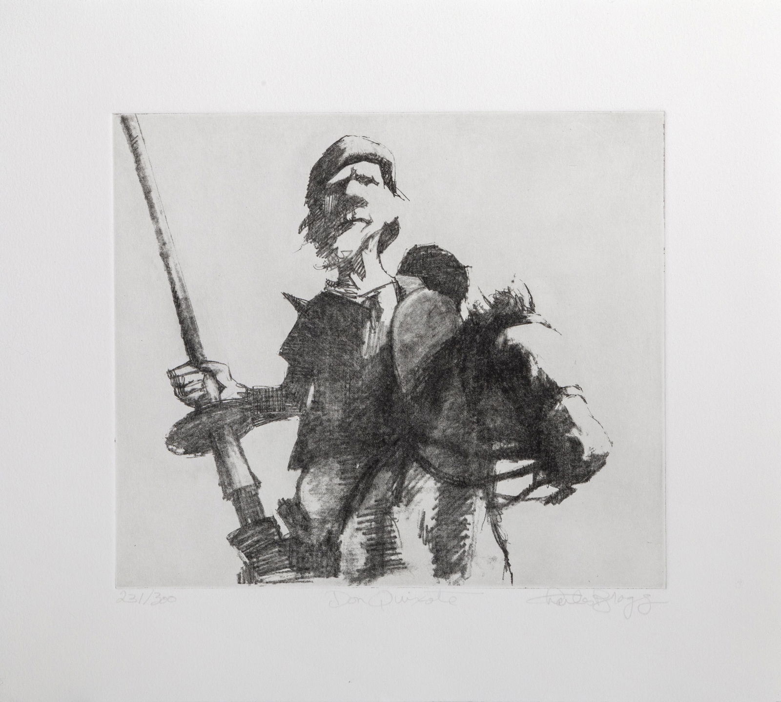 Charles Bragg, Don Quixote 2, Etching,: Artist: Charles Bragg, American (1931 - 2017) Title: Don Quixote 2 Year: circa 1970 Medium: Etching, signed, numbered, and titled in pencil Edition: 300 Image Size: 8.5 x 10 inches Size: 12.5 x 14 in.