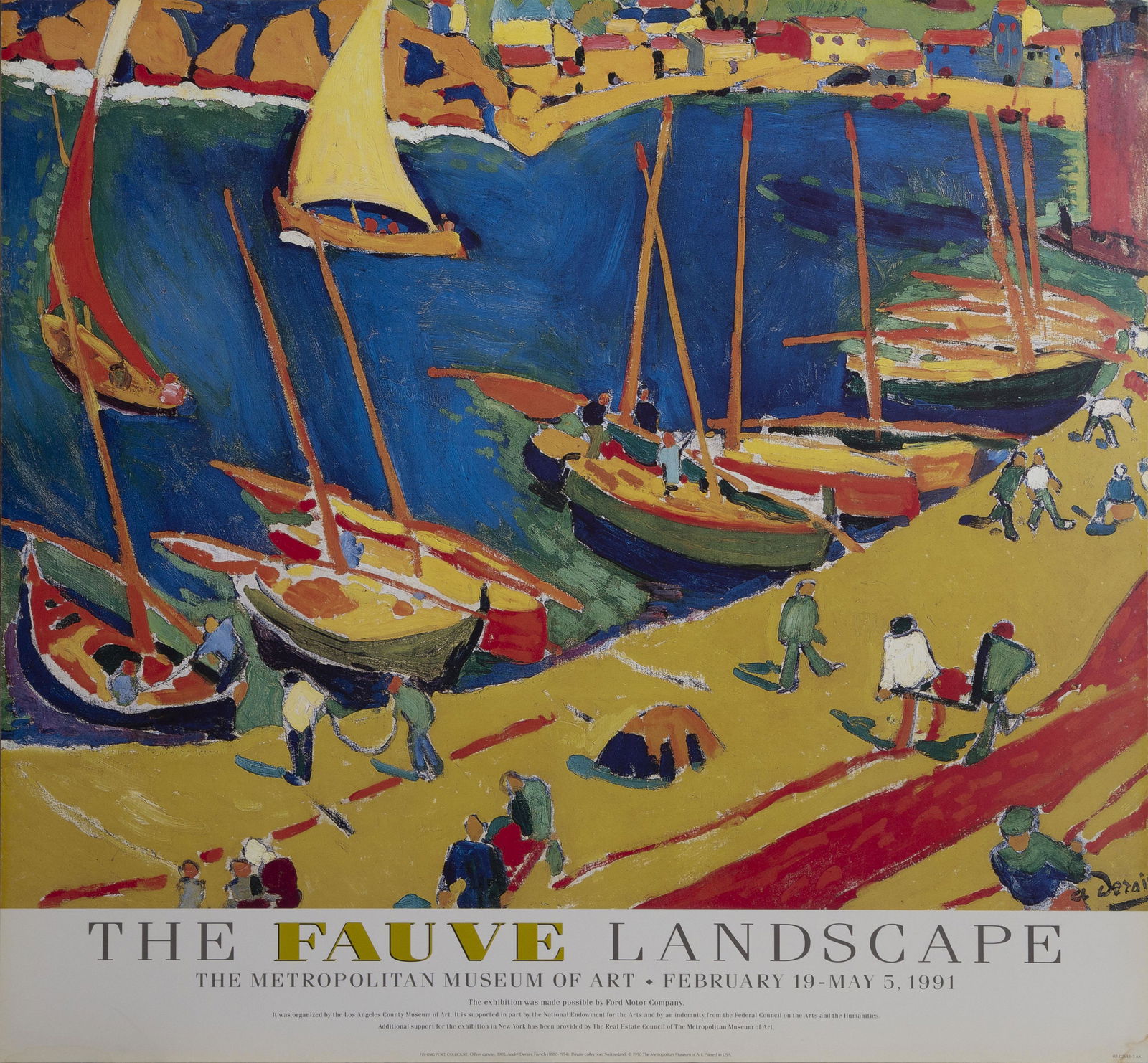 Andre Derain, Fishin Port Collioure, Poster on board: Artist: Andre Derain, French (1880 - 1954) Title: Fishin Port Collioure Year: 1990 Medium: Poster on board Size: 30 x 32 in. (76.2 x 81.28 cm)