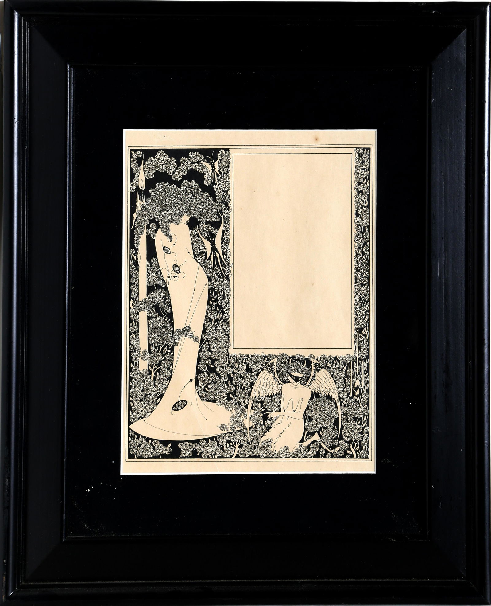 Aubrey Beardsley, Salome (Border Design with Woman),: Artist: Aubrey Beardsley, English (1872 - 1898) Title: Salome (Border Design with Woman) Year: 1893 Medium: Lithograph Image Size: 9 x 7 inches Size: 10 x 7.5 in. (25.4 x 19.05 cm) Frame Size: 17.5 x
