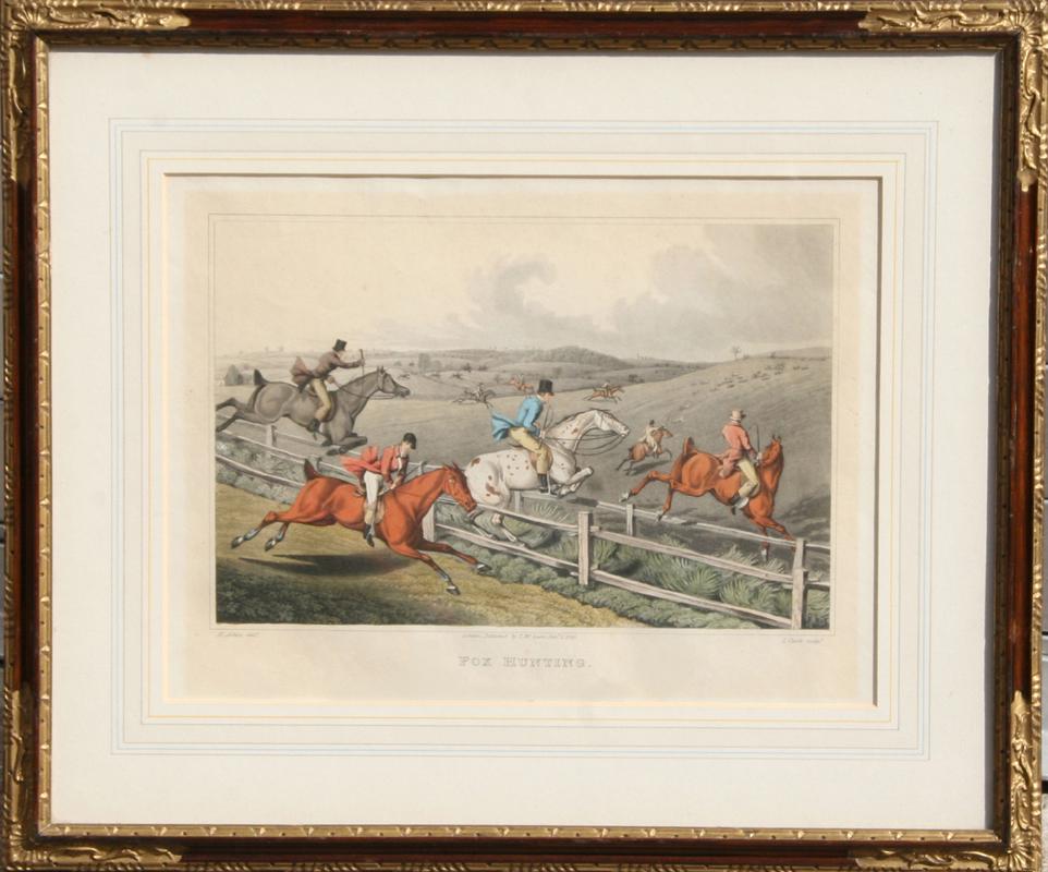 Henry Thomas Alken, Fox Hunting, Hand Colored Etching: Artist: Henry Thomas Alken, British (1785 - 1851) Title: Fox Hunting Year: circa 1850 Medium: Hand Colored Etching Image Size: 8 x 10 inches Size: 16 in. x 19 in. (40.64 cm x 48.26 cm)