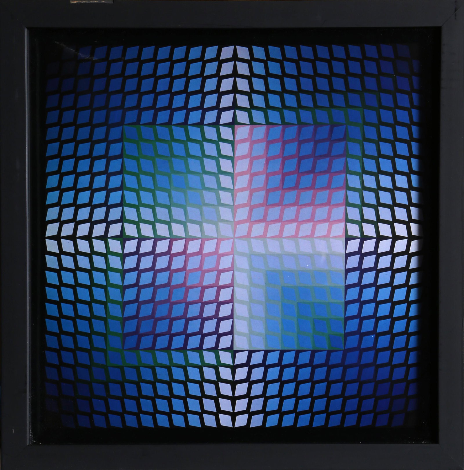 Victor Vasarely, untitled 6 from Progressions, Print on: Artist: Victor Vasarely, Hungarian (1908 - 1997) Title: untitled 6 from Progressions Year: 1973 Medium: Print on Glossy stock Image Size: 14.5 x 14.5 inches Frame Size: 17.5 x 17.5 inches