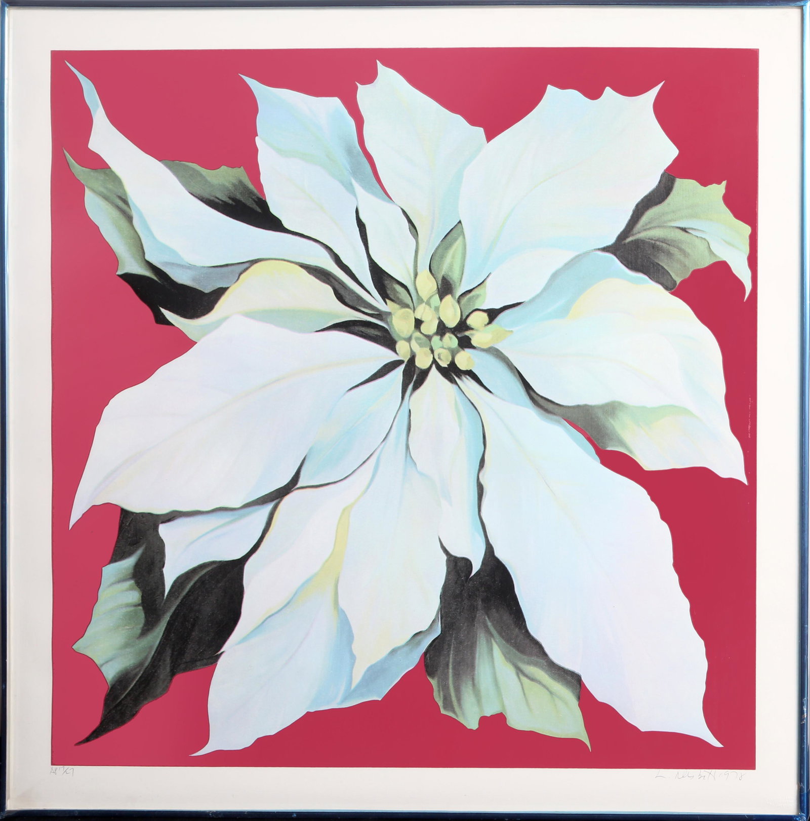 Lowell Blair Nesbitt, White Poinsettia, Serigraph: Artist: Lowell Blair Nesbitt, American (1933 - 1993) Title: White Poinsettia Year: 1978 Medium: Serigraph, signed and numbered in pencil Edition: AP 17/27 Size: 31.5 x 31.5 in. (80.01 x 80.01 cm) Fram