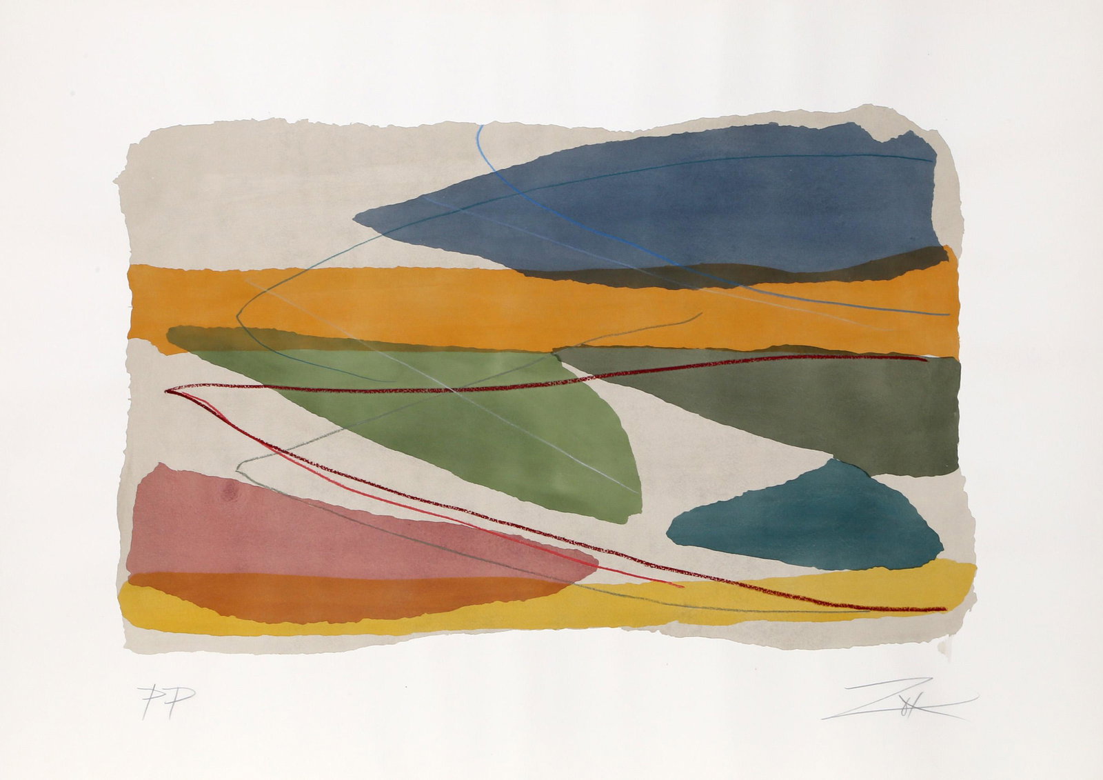 Larry Zox, Untitled 8, Pochoir: Artist: Larry Zox, American (1937 - 2006) Title: Untitled 8 Year: 1981 Medium: Pochoir, signed in pencil Edition: PP Image Size: 19 x 29 inches Size: 29 x 39.5 in. (73.66 x 100.33 cm)