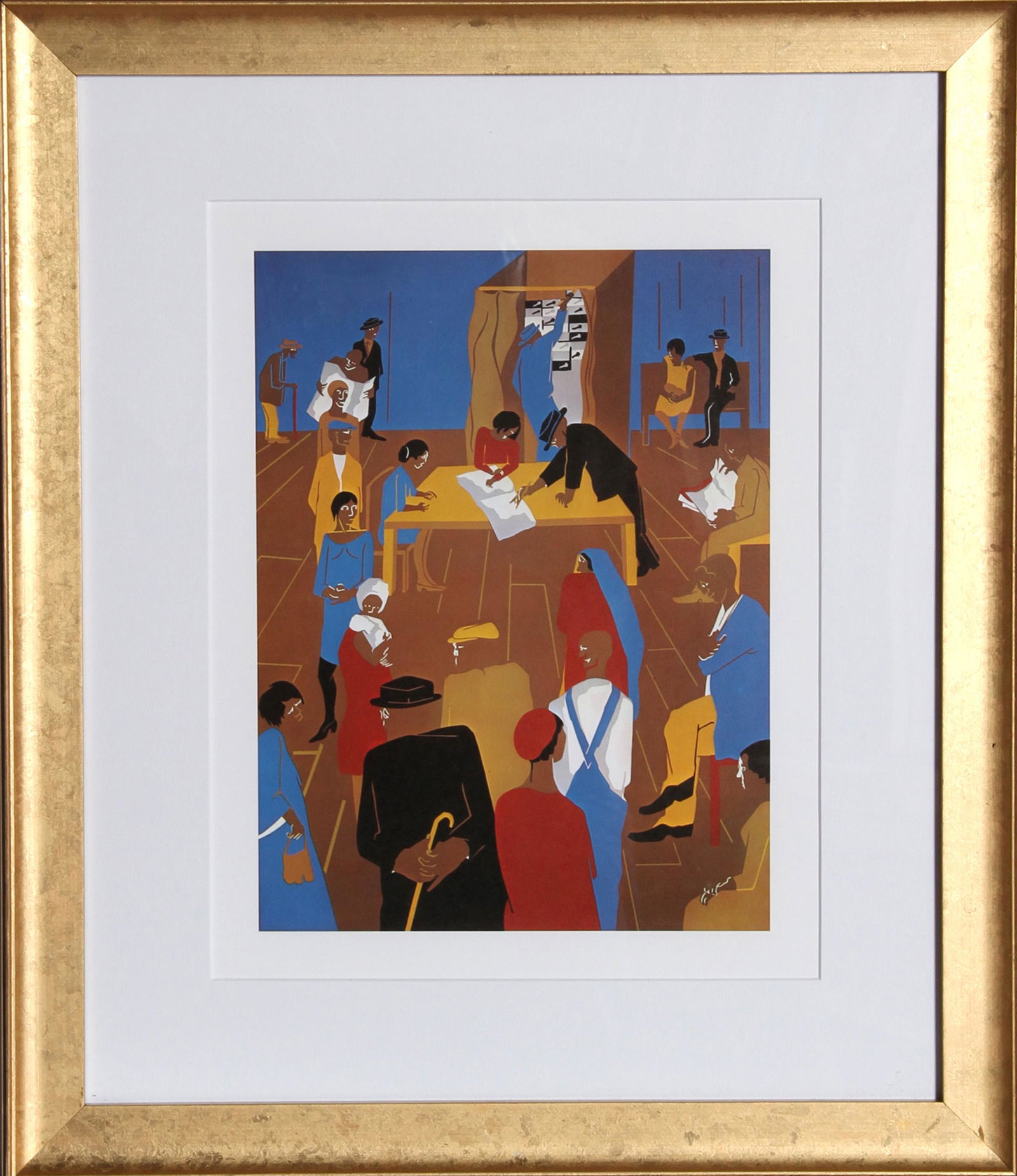 Jacob Lawrence, The 1920's, Offset Lithograph: Artist: Jacob Lawrence, American (1917 - 2000) Title: The 1920's Year: 1975 Medium: Offset Lithograph Image Size: 13 x 10 inches Size: 17 in. x 14 in. (43.18 cm x 35.56 cm) Frame Size: 21 x 17.5 inche