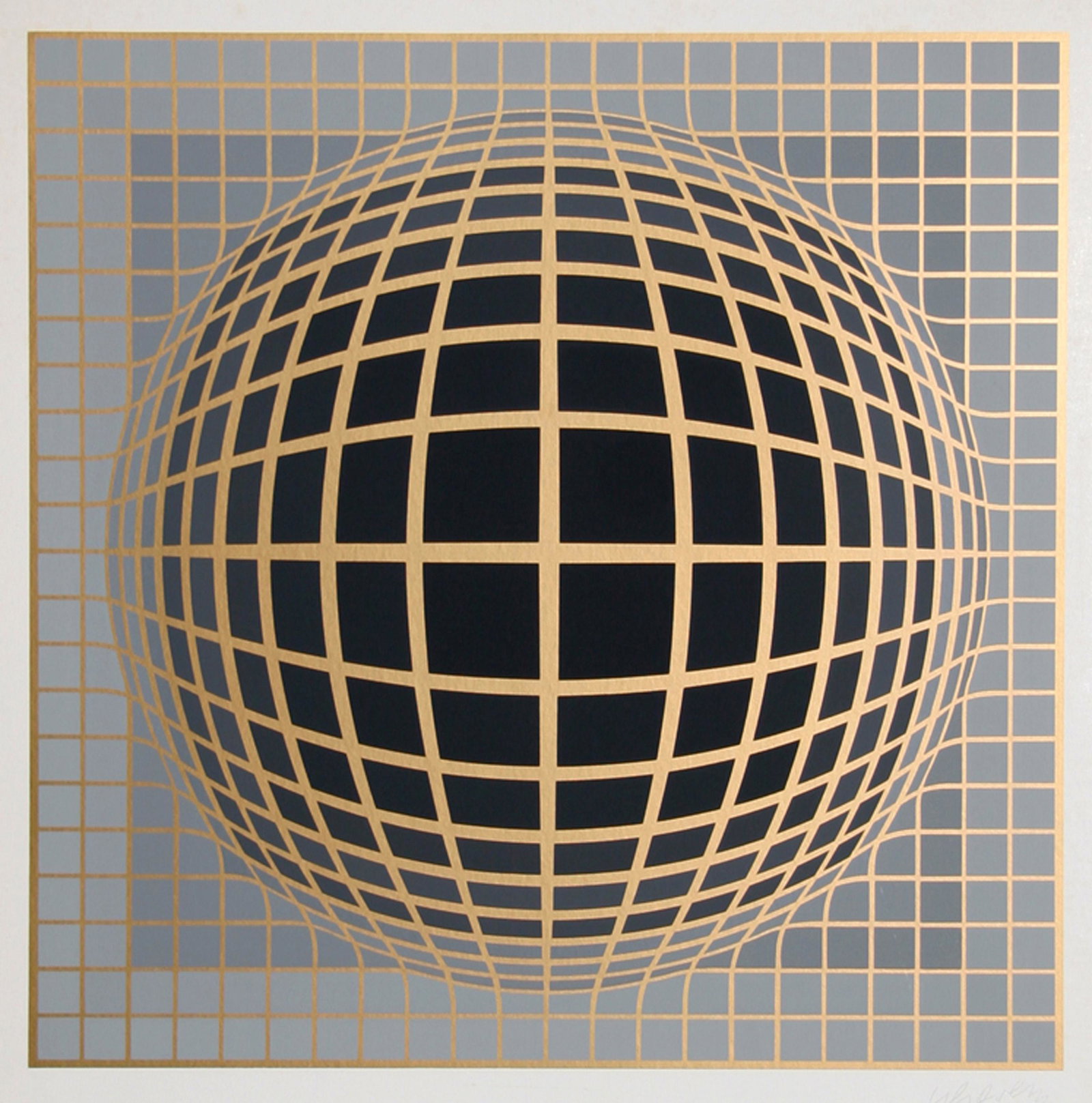 Victor Vasarely, Series 4, Screenprint: Artist: Victor Vasarely, Hungarian (1908 - 1997) Title: Series 4 Year: circa 1965 Medium: Screenprint, signed and numbered in pencil Edition: 108/267 Image Size: 22.75 x 22.75 inches Size: 27 x 26 in.