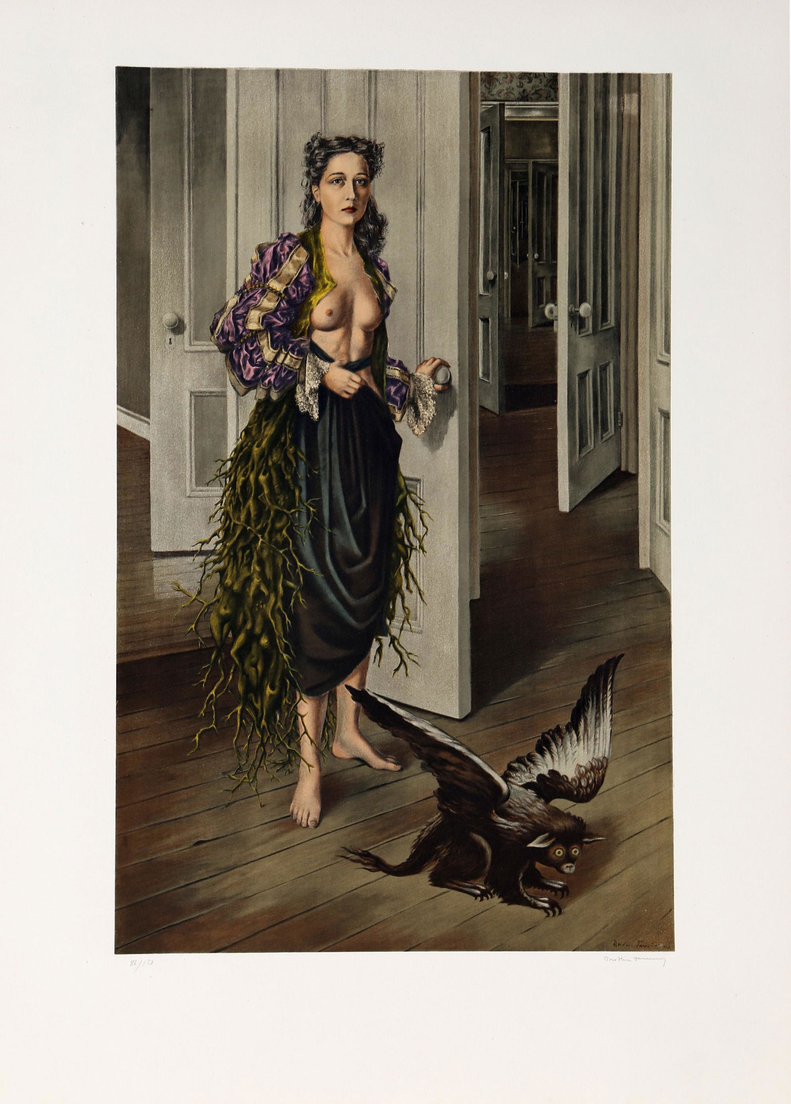 Dorothea Tanning, Birthday (Self Portrait at age 30,: Artist: Dorothea Tanning, American (1910 - 2012) Title: Birthday (Self Portrait at age 30, 1942) Year: circa 1970 Medium: Lithograph on Arches, signed and numbered in pencil Edition: 150 Image Size: 2