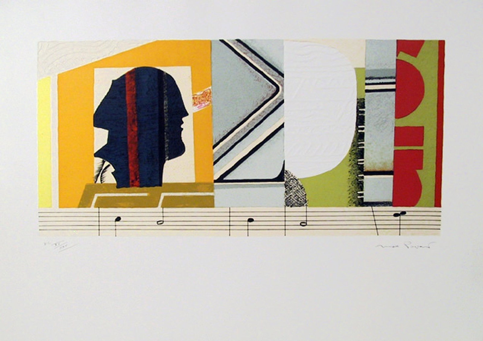 Max Papart, Melodie, Lithograph with Embossing: Artist: Max Papart, French (1911 - 1994) Title: Melodie Medium: Lithograph with Embossing, signed and numbered in pencil Edition: HC XX/XXV Image Size: 12 x 24 inches Size: 22 in. x 30 in. (55.88 cm x