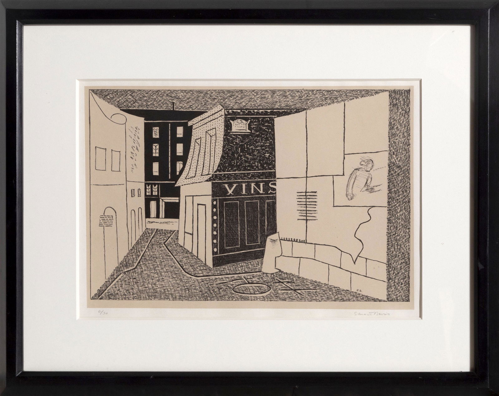Stuart Davis, Rue des Rats, Lithograph: Artist: Stuart Davis, American (1892 - 1964) Title: Rue des Rats Year: 1928 Medium: Lithograph, signed and numbered in pencil Edition: 6/30 Image Size: 10.5 x 15 inches Size: 14.25 x 21.5 in. (36.2 x