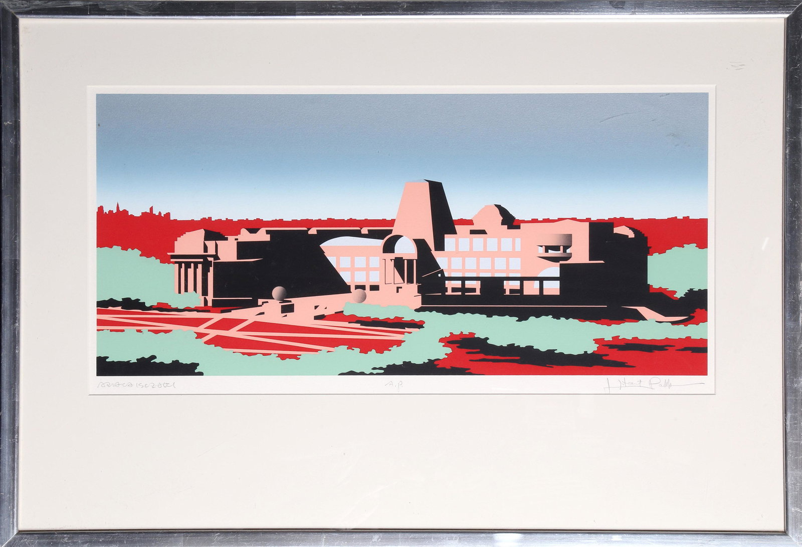 Arata Isozaki, Print for Crystal Ball, Silkscreen: Artist: Arata Isozaki, Japanese (1931 - ) Title: Print for Crystal Ball Year: 1988 Medium: Silkscreen, signed in pencil Edition: AP Image Size: 12 x 25 inches Frame Size: 23.5 x 33 inches Publisher: B