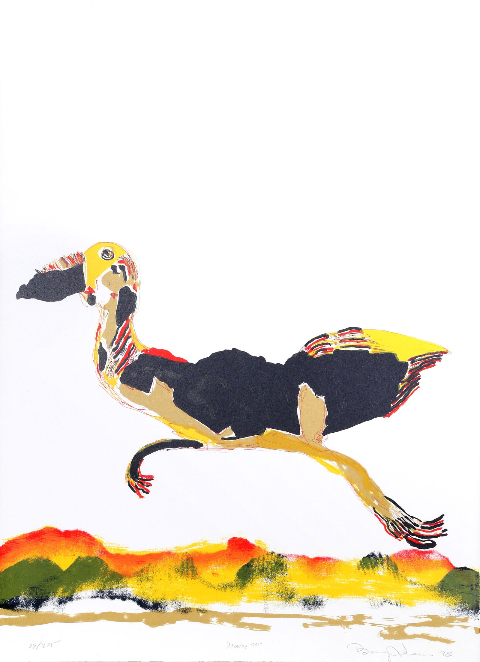 Benny Andrews, Moving On, Lithograph on BFK Rives: Artist: Benny Andrews, American (1930 - 2006) Title: Moving On Year: 1980 Medium: Lithograph on BFK Rives, signed and numbered in pencil Edition: 275 Size: 30 in. x 22 in. (76.2 cm x 55.88 cm)