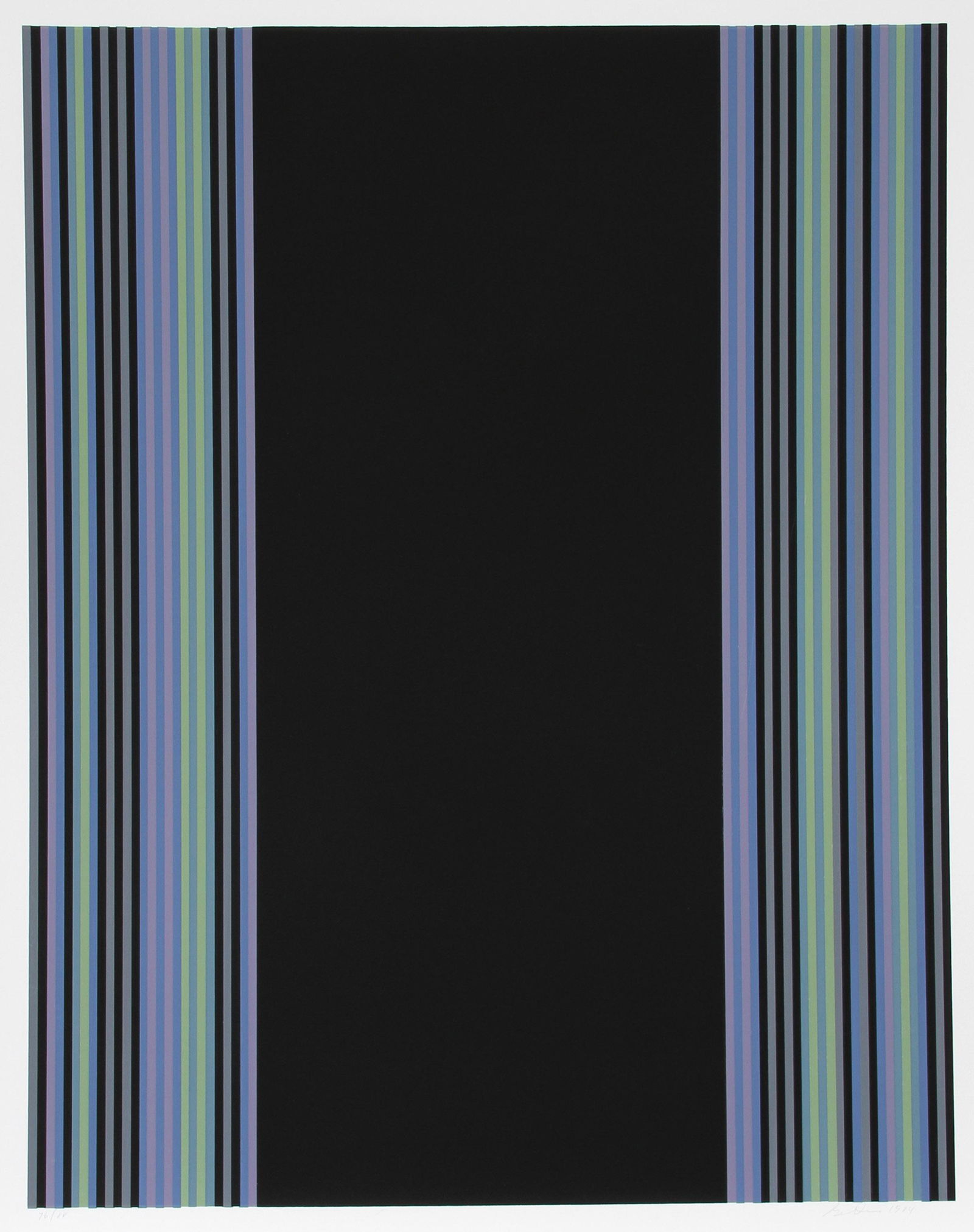 Gene Davis, Voodoo, Silkscreen: Artist: Gene Davis, American (1920 - 1985) Title: Voodoo Year: 1984 Medium: Silkscreen, signed, dated and numbered in pencil Edition: 76/88 Image Size: 35 x 27.5 inches Size: 42 in. x 30 in. (106.68 c