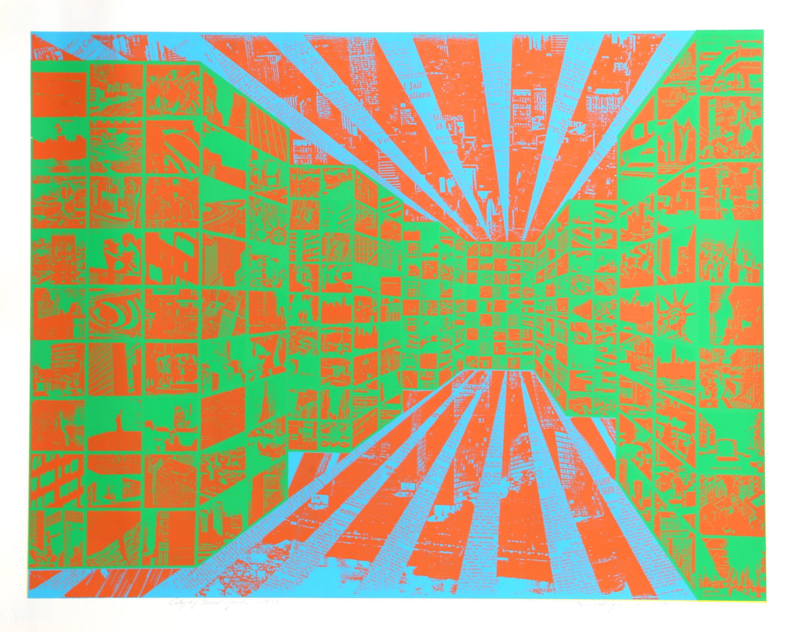 Roy Ahlgren, City of New York, Silkscreen: Artist: Roy Ahlgren, American (1927 - 2011) Title: City of New York Year: 1972 Medium: Silkscreen, signed and numbered in pencil Edition: 50 Size: 23 x 29 in. (58.42 x 73.66 cm)