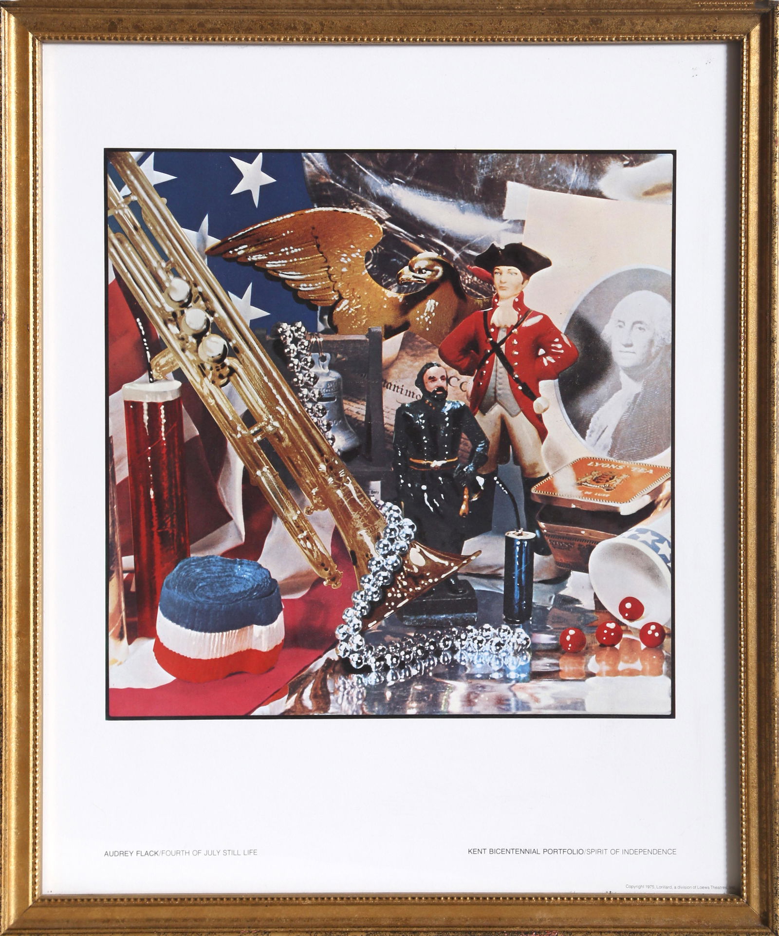 Audrey Flack, 4th of July, Offset Lithograph: Artist: Audrey Flack, American (1931 - ) Title: 4th of July Year: 1975 Medium: Offset Lithograph Image Size: 12.5 x 11 inches Size: 17 in. x 14 in. (43.18 cm x 35.56 cm) Frame Size: 18.5 x 15 inches