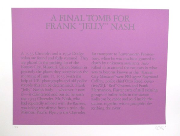 Robert Morris, Final Tomb Frank Nash, Serigraph: Artist: Robert Morris Title: A Final Tomb For Frank