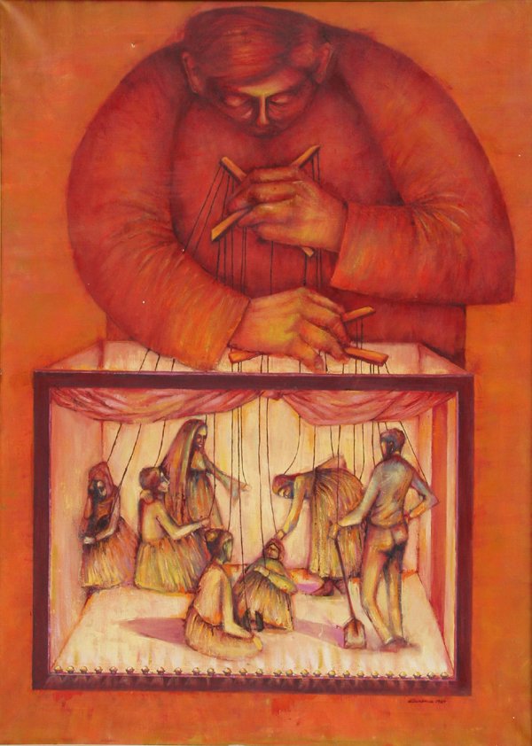 Rita Simon, Marionettes, Painting: Artist: Rita Simon, American XXth cent. Title: Marion