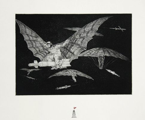 Enrique Chagoya, Ways of Flying, Intaglio: Artist: Enrique Chagoya Title: Ways of Flying