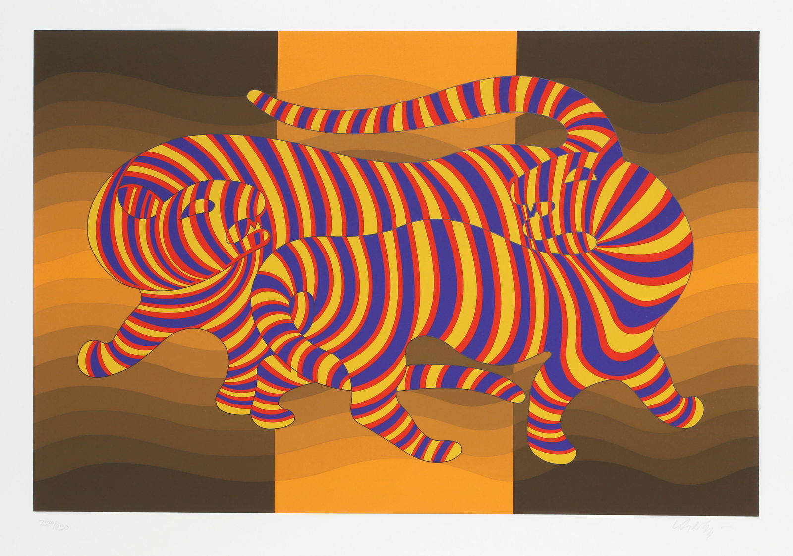 Victor Vasarely, Two Tigers on Gold, Screenprint (1 of 1)