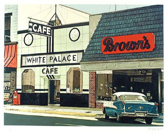 John Baeder, White Palace Café, Serigraph: Artist: John Baeder Title: White Palace Cafe