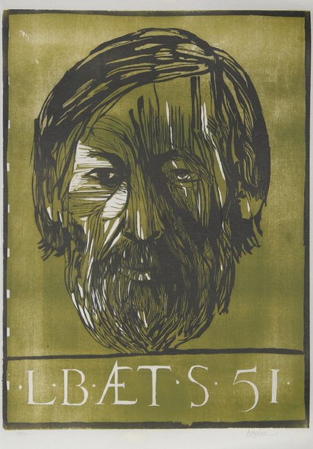 Leonard Baskin, Portrait of Man, Woodcut