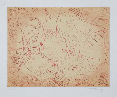 Mark Tobey, Harvest's Gleaning, Etching: Artist: Mark Tobey, American (1890 - 1976) Tit