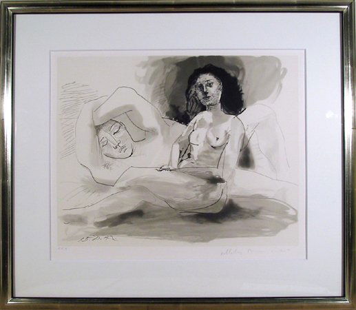 Pablo Picasso, Homme Couchee, Lithograph: Artist: Pablo Picasso (after) Title: Homme C