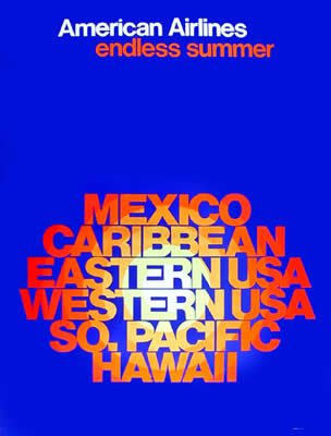 American Airlines, Endless Summer, Poster: American Airlines Travel Posters Title: Endles