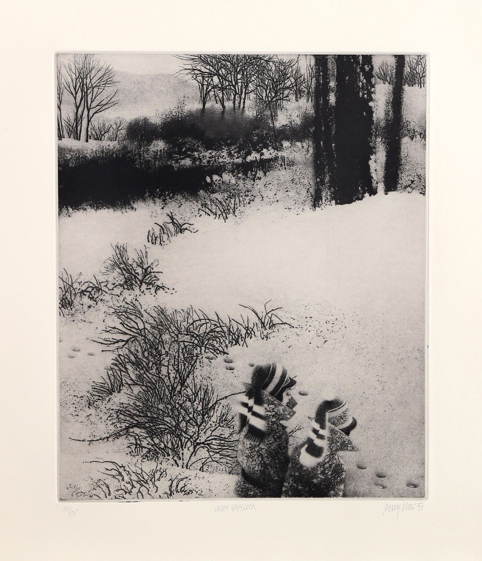 Peter Milton, Under Greylock, Intaglio Etching: Artist: Peter Milton, American (1930 - ) Title: Under Greylock Year: 1993 Medium: Intaglio Etching, signed and numbered in pencil Edition: 175 Image Size: 18.25 x 15 inches Size: 25 x 21.5 in. (63.5 x