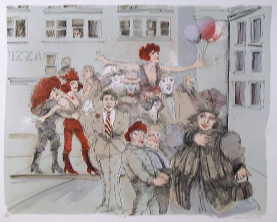 Marcia Marx, Pizza, Lithograph: Artist: Marcia Marx Title: Pizza Year: 197