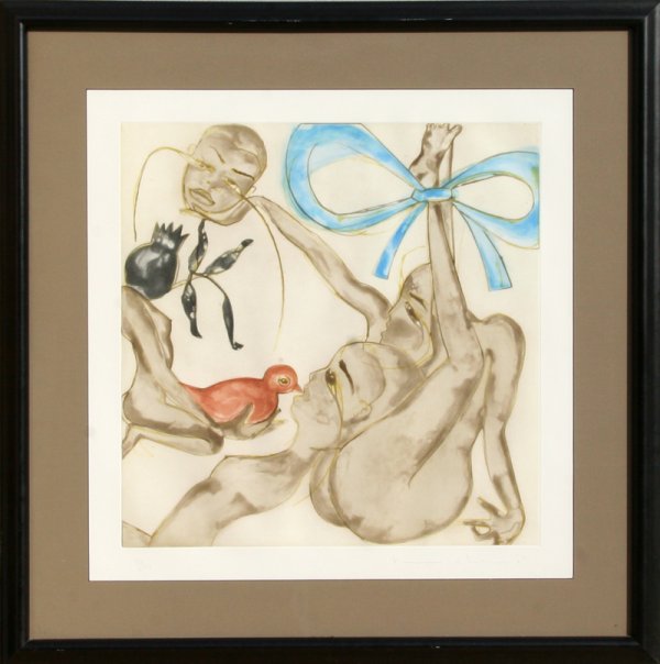 Francesco Clemente, Blue Ribbon, Aquatint Etching: Artist: Francesco Clemente, Italian (1952 - )