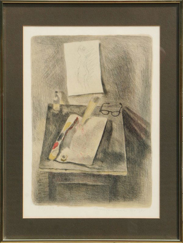 Raphael Soyer, Artist's Worktable, Lithograph: Artist: Raphael Soyer, American (1899 - 1987)