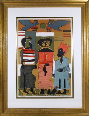 Romare Bearden, Firebirds, Lithograph:  